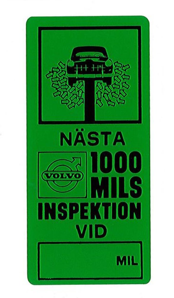 Sticker "Next 1000-mile service" green