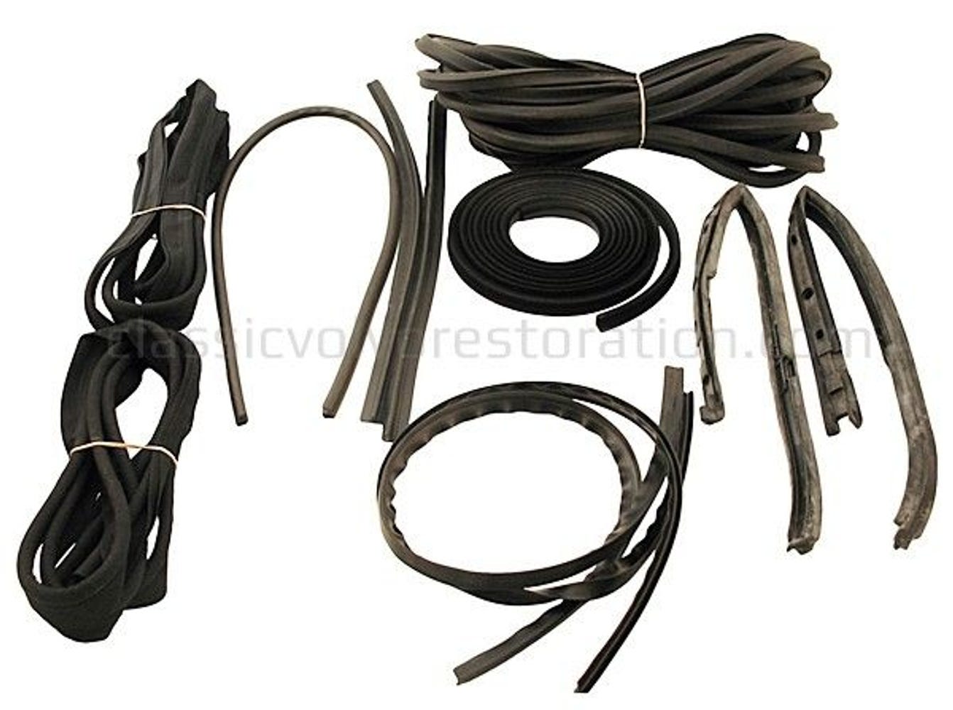Kit de caoutchouc et de rails de guidage pour Volvo Duett avec bandes textiles noires