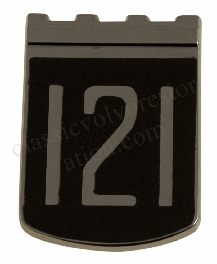 Emblem "121" til Volvo Amazon 1965-70 — bild 1 av 2