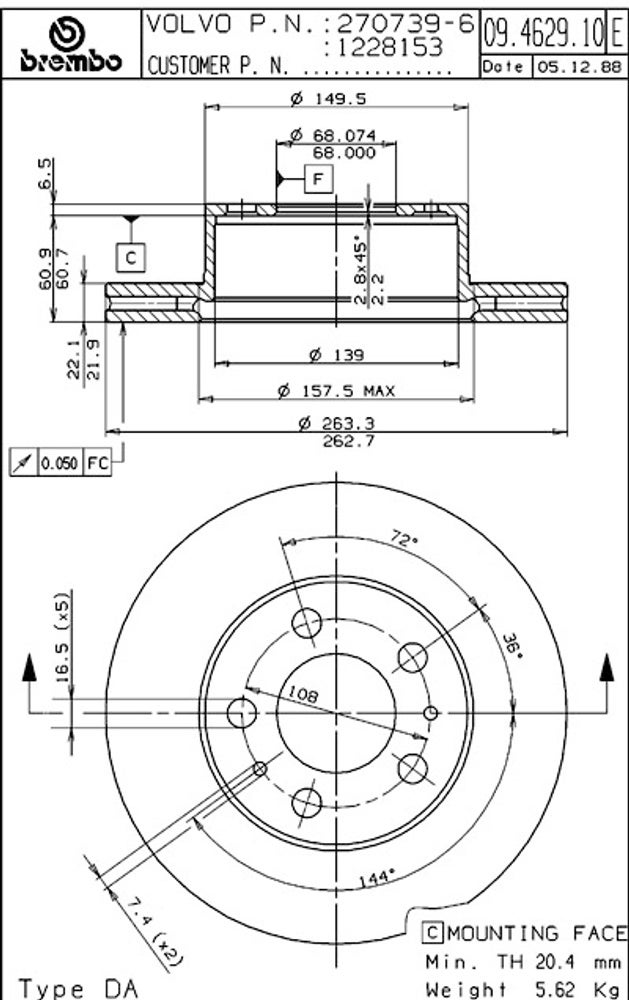 Bremsscheibe Girling belüftet