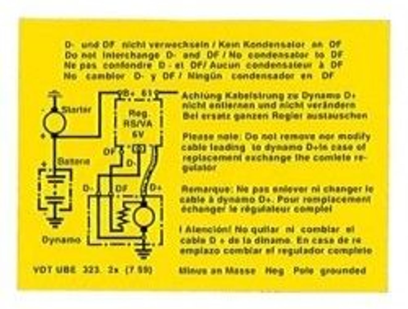 Décalcomanie relais charge 6V