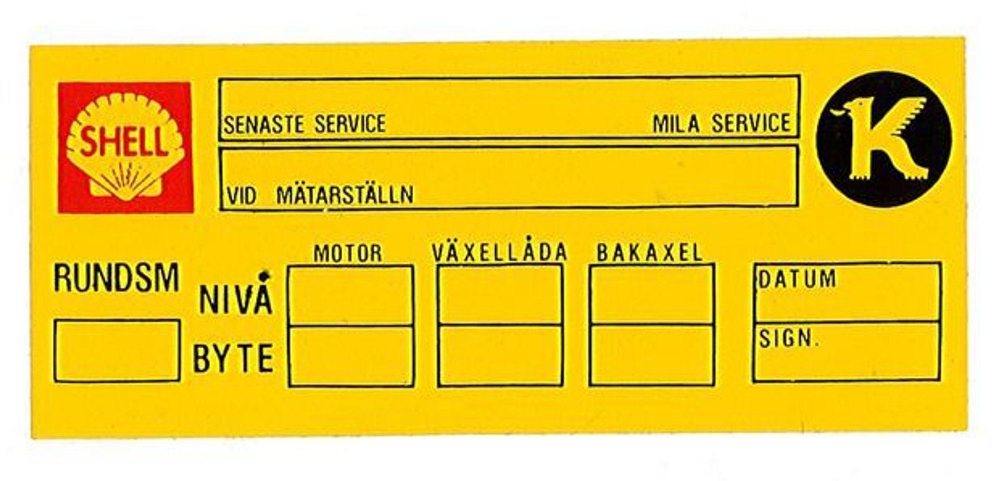 Aufkleber letzter Service Shell