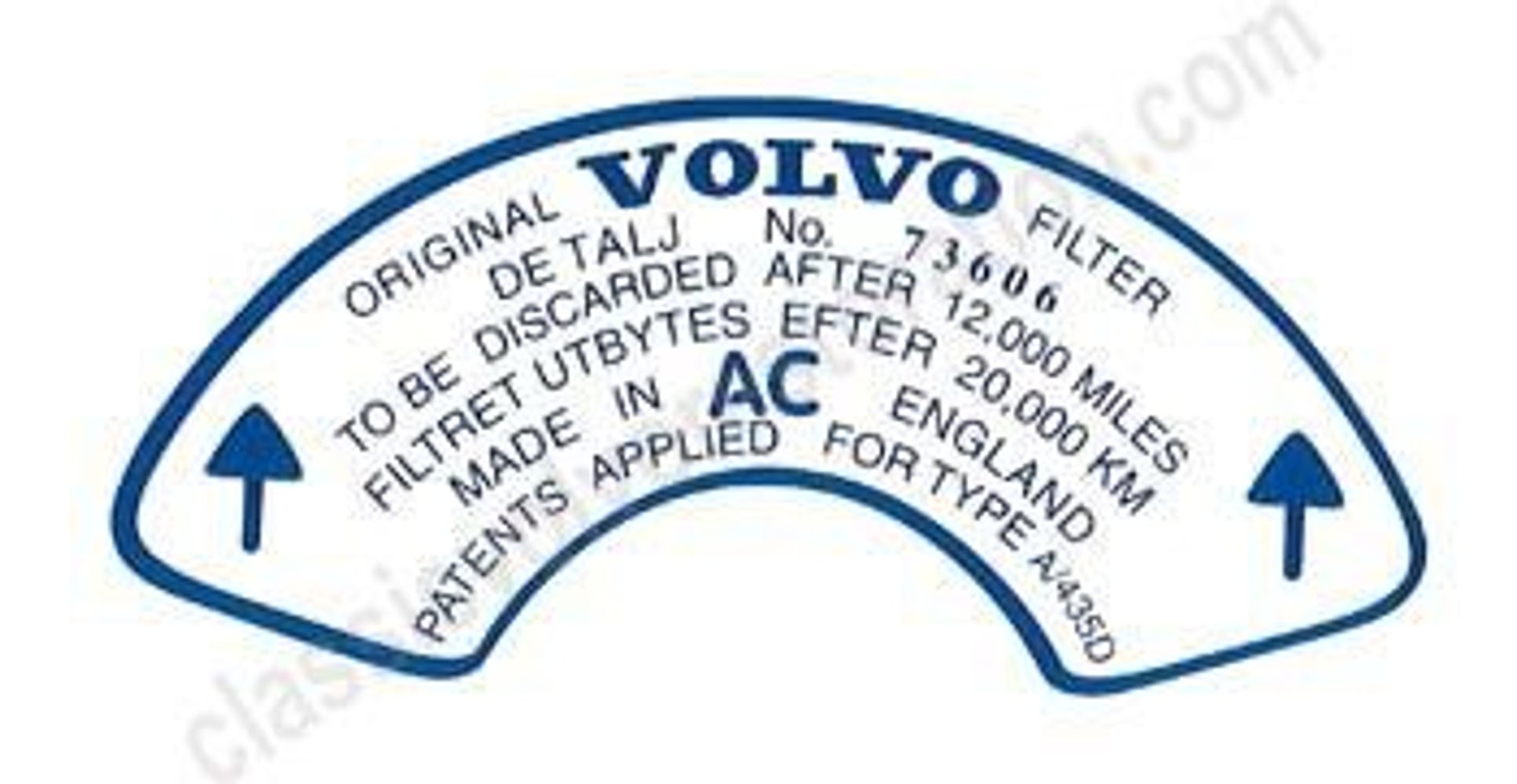 Decal Luftfilter Volvo B18 sport (73606)