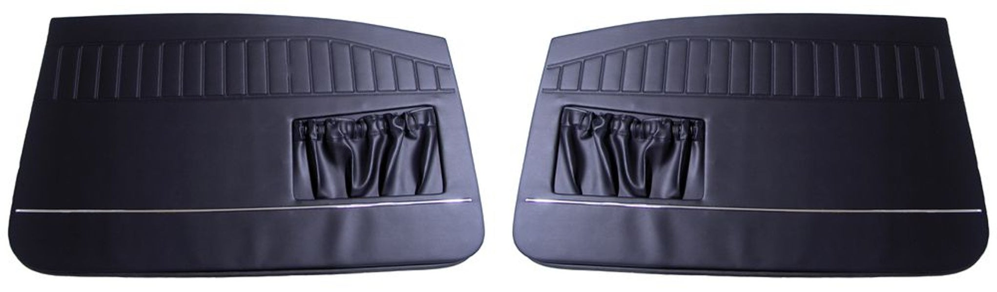 Dørpanel sort m/smal kromliste