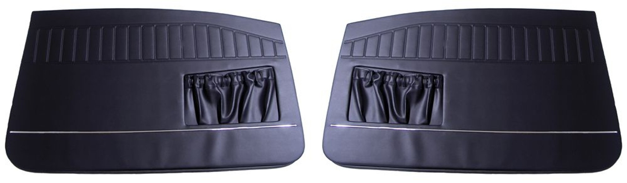 Dørpanel sort m/smal kromliste