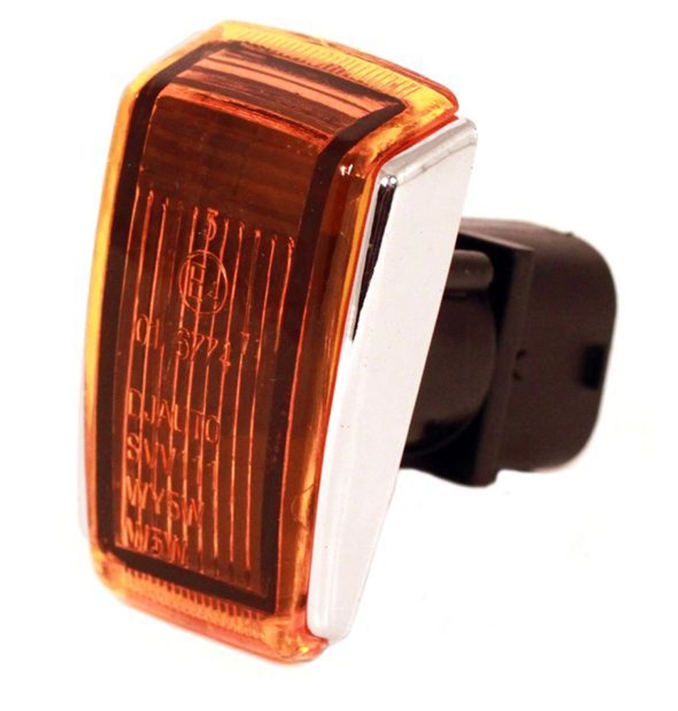 Blinklys forkromet gult glas