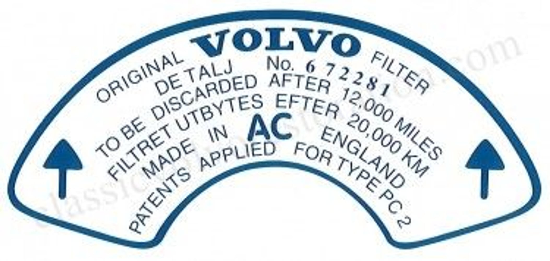 Décalque filtre à air Volvo B18B