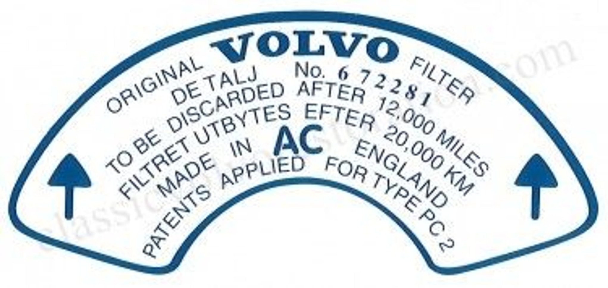 Décalque filtre à air Volvo B18B