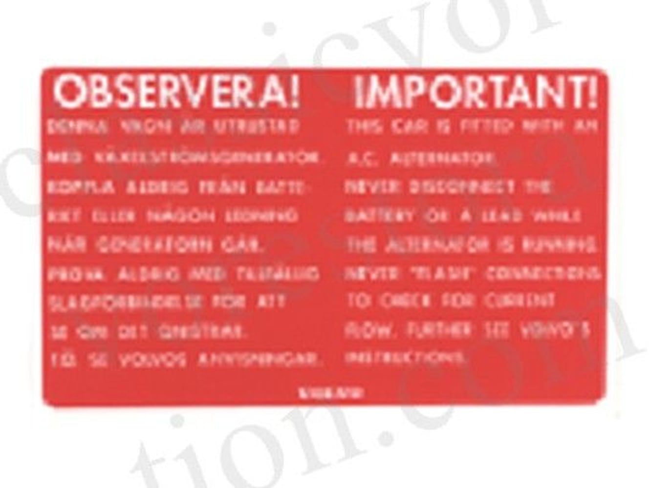 Dekal vekselstrømgenerator 123GT